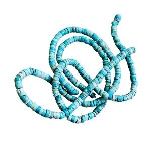 VTG Genuine Blue Turquoise Loose beads Heishi 2 strands Lot 15.25" 35g Natural